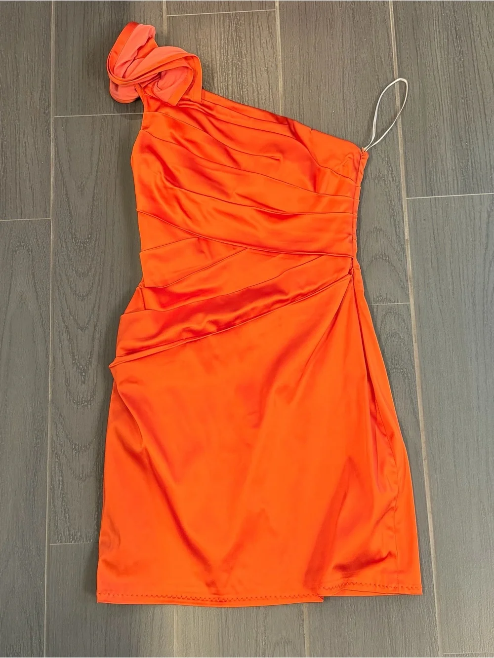 One-Shoulder Orange Cocktail Dress - Picture 4 of 12